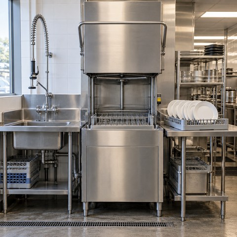 Купольная машина между столом предварительной обработки и чистой зоной